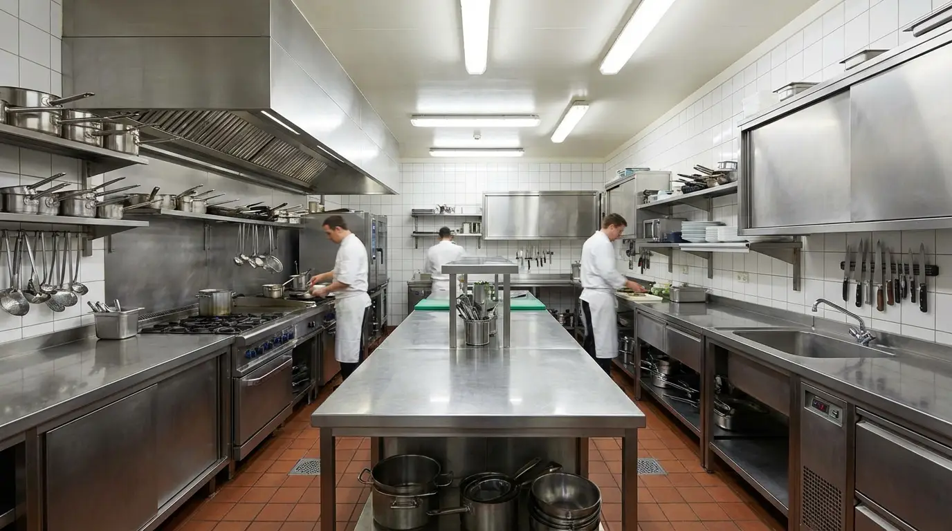 Brigade en train de cuisiner dans un restaurant en Belgique Brigade en train de cuisiner dans un restaurant en Belgique